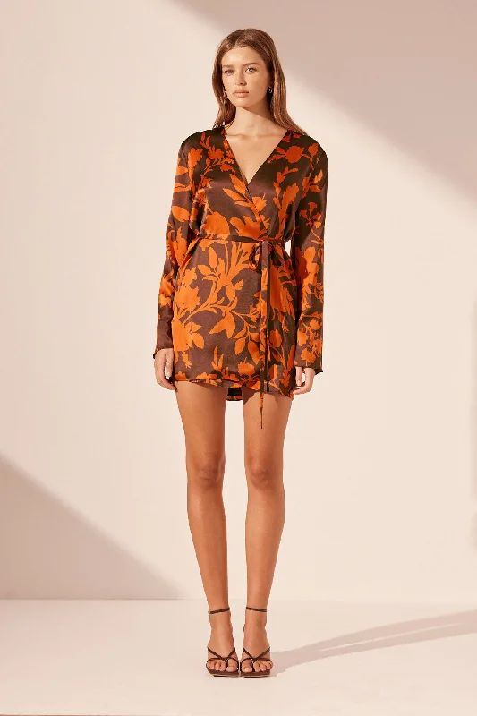 Price Drop FLORA SILK WRAP MINI DRESS