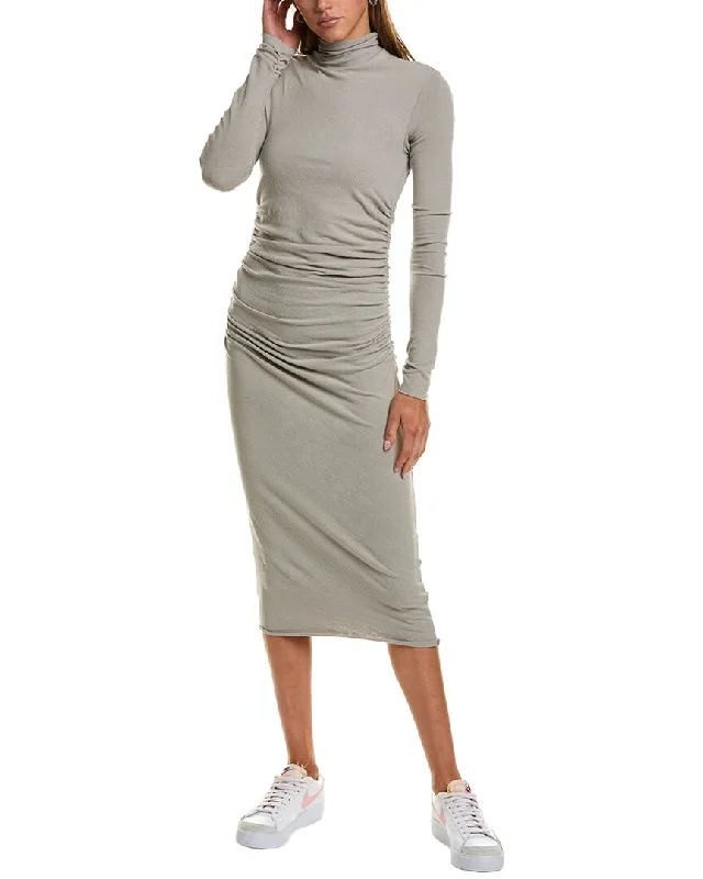 Quick Sale James Perse Jersey Ruched Turtleneck Midi Dress