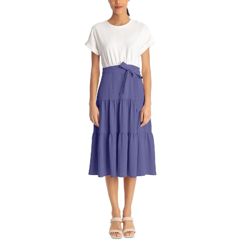 Price Blitz Womens Jersey Ruffle Midi Dress