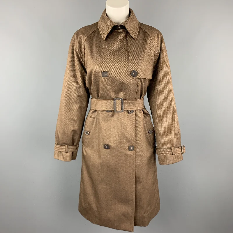 Stock Clearance LORO PIANA Size 8 Brown Wool Blend Suede Trim Double Breasted Trenchcoat Stock Clearance LORO PIANA Size 8 Brown Wool Blend Suede Trim Double Breasted Trenchcoat