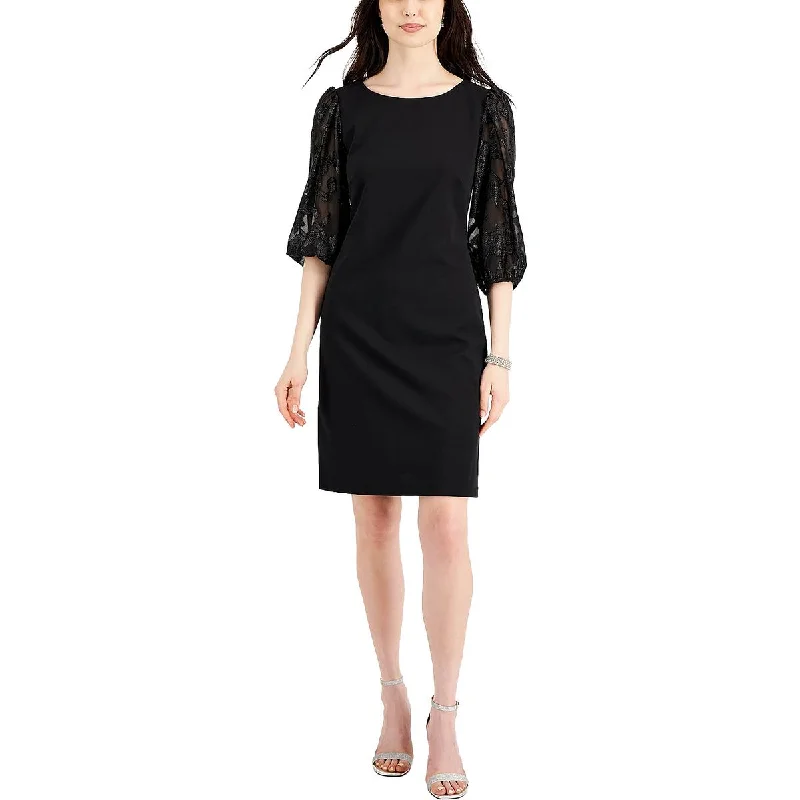 Today’s Deal Womens Puff sleeve Metallic Cocktail and Party Dress
