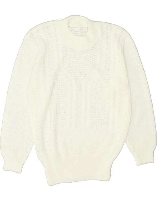 Bonus Savings VINTAGE Womens Crew Neck Jumper Sweater UK 14 Large White