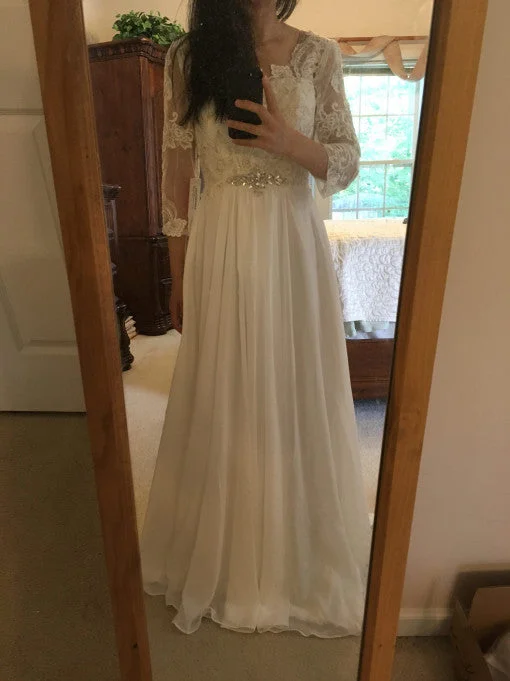 Discount Extravaganza Other A-Line/Princess V-neck Sweep Train Chiffon Lace We