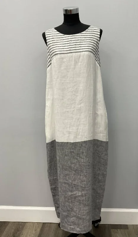 Big Discounts Linen Dress With Pockets In White/black