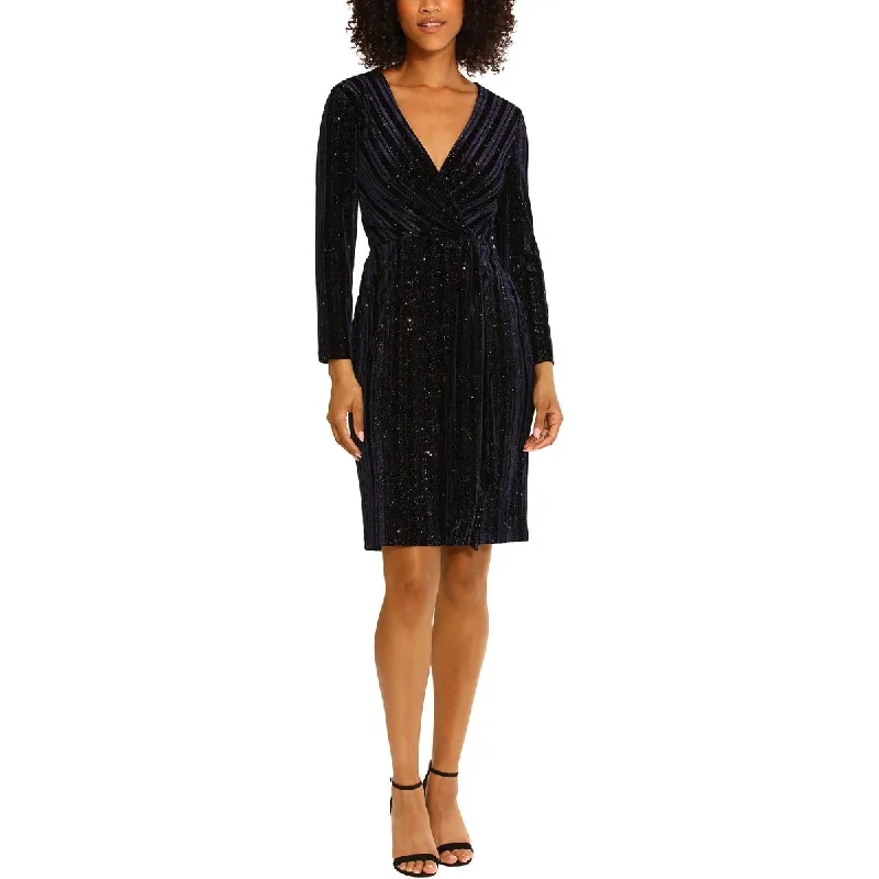 Don't Wait Womens Velvet Glitter Cocktail And Party Dress