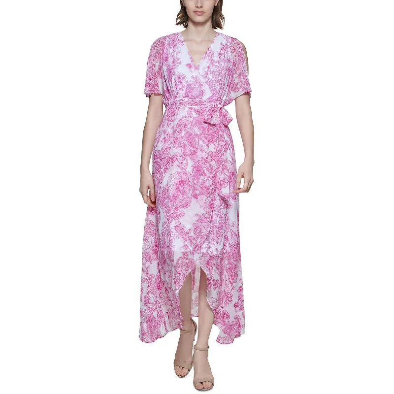 New Deals Womens Printed Hi-Low Maxi Dress