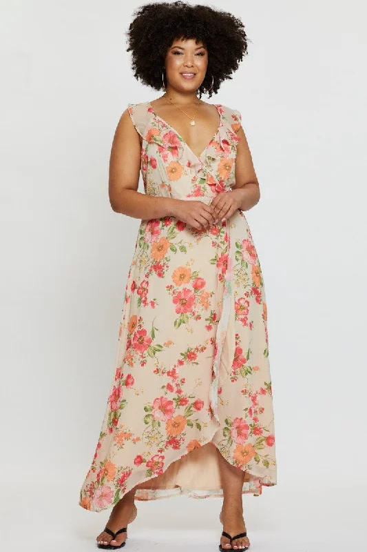 Buy More, Save More Floral Print Maxi Dress V-neck Sleeveless