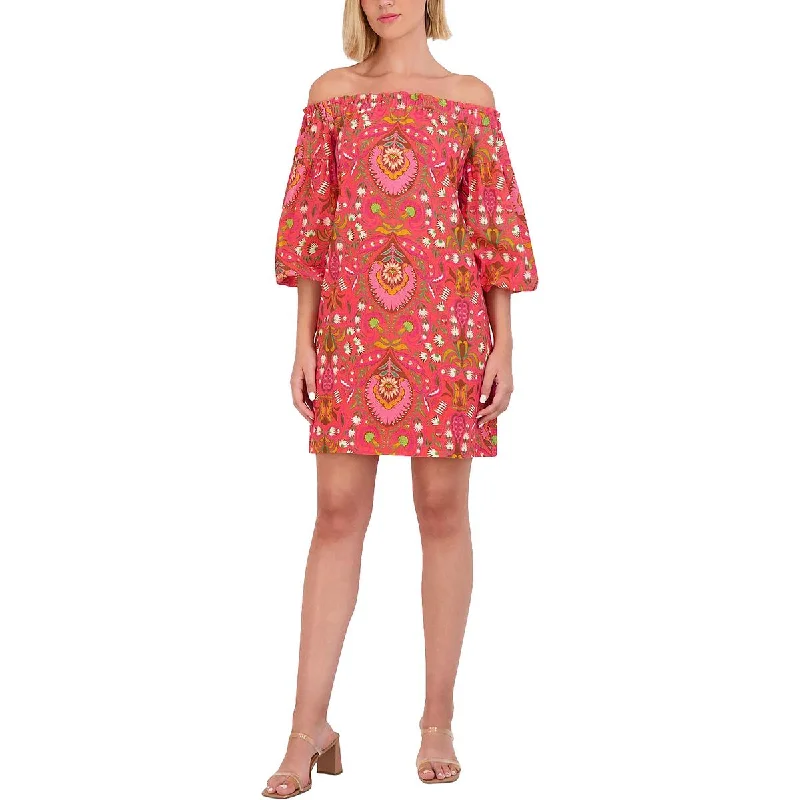 Weekend Deal Womens Linen Floral Mini Dress