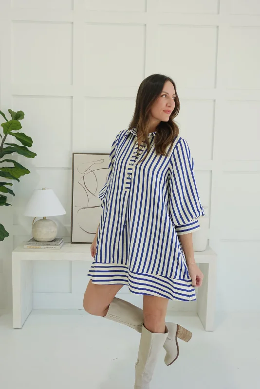 Members Only Victoria Seersucker Mini Dress - Blue