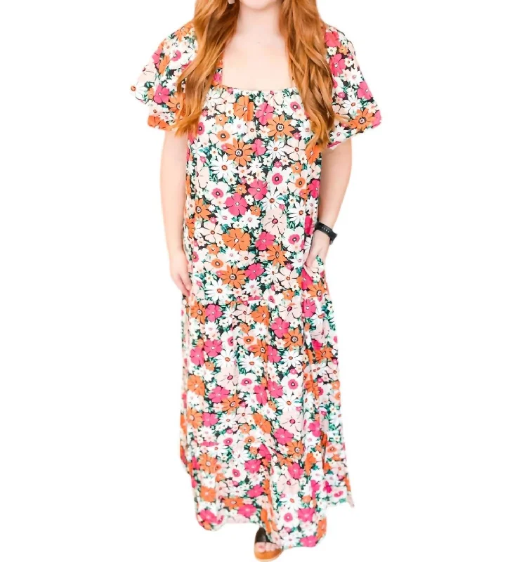 Final Clearance Poplin Maxi Dress In Multi-Colored