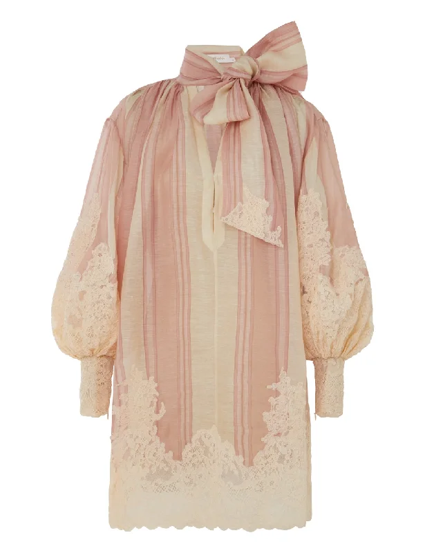 Weekend Special Natura Lace Edge Tie Mini Dress