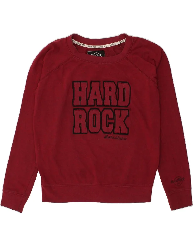 Overstock Sale HARD ROCK CAFE Womens Barcelona Graphic Sweatshirt Jumper UK 16 Large Red