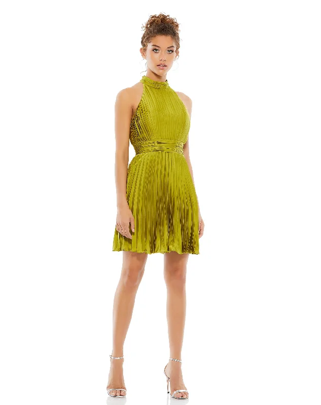 Online Specials Pleated Halter Neck Mini Dress