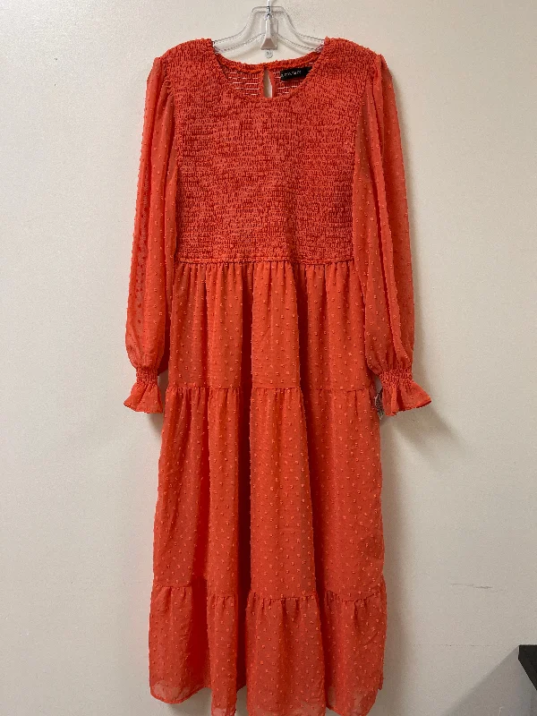 New Deals Dress Casual Maxi By Clothes Mentor In Orange, Size: L