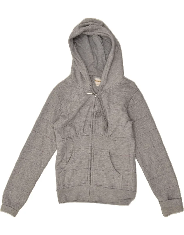 Act Now DIESEL Womens Zip Hoodie Sweater UK 14 Large Grey Cotton