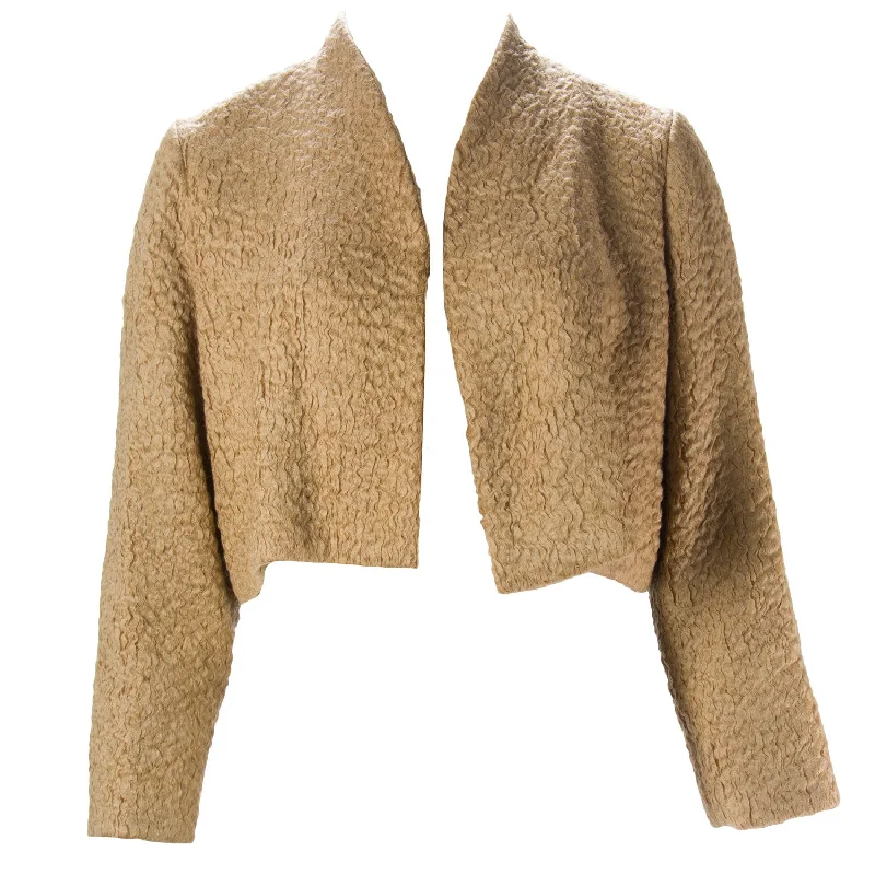 Super Savings MARINA RINALDI Women's Brown Cesto Cropped Mohair Coat $985 NWT
