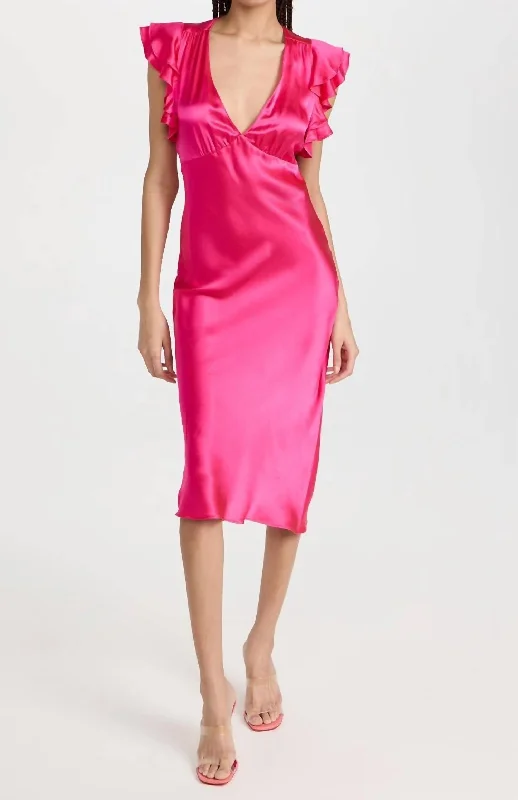 Limited Time Discount Cecelia Midi Dress In Cerise