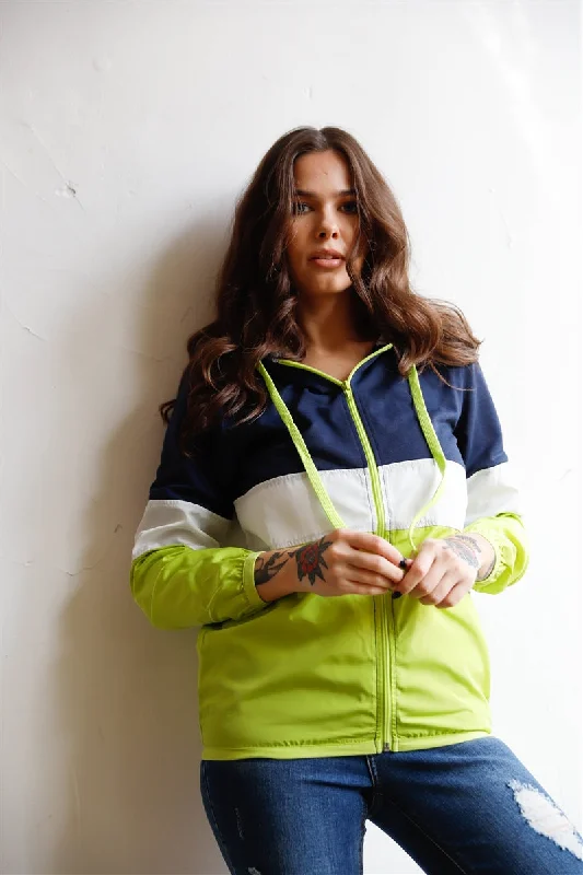 Closeout Colorblock Zip-up Hooded Wind Jacket