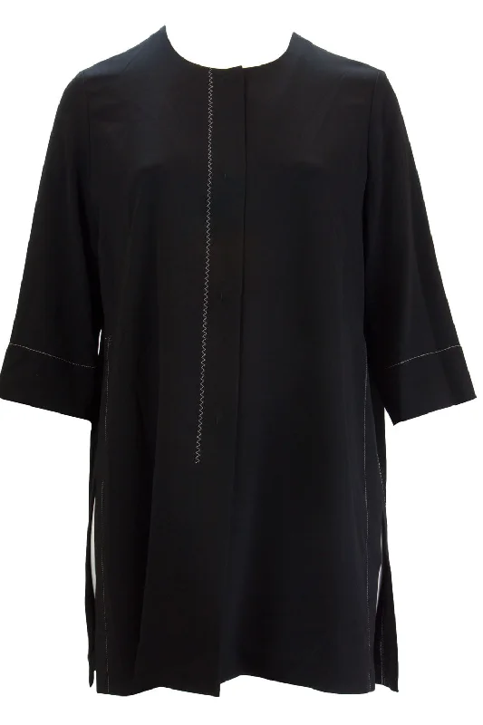 Don't Wait MARINA RINALDI Women's Black Farnia High Slit Jacket $725 NWT