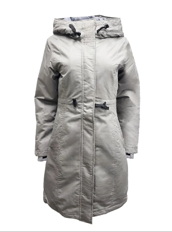 New Markdowns HoodLamb Women's Dark Grey Drawstring Natural Hemp Hooded Parka 420 NWT
