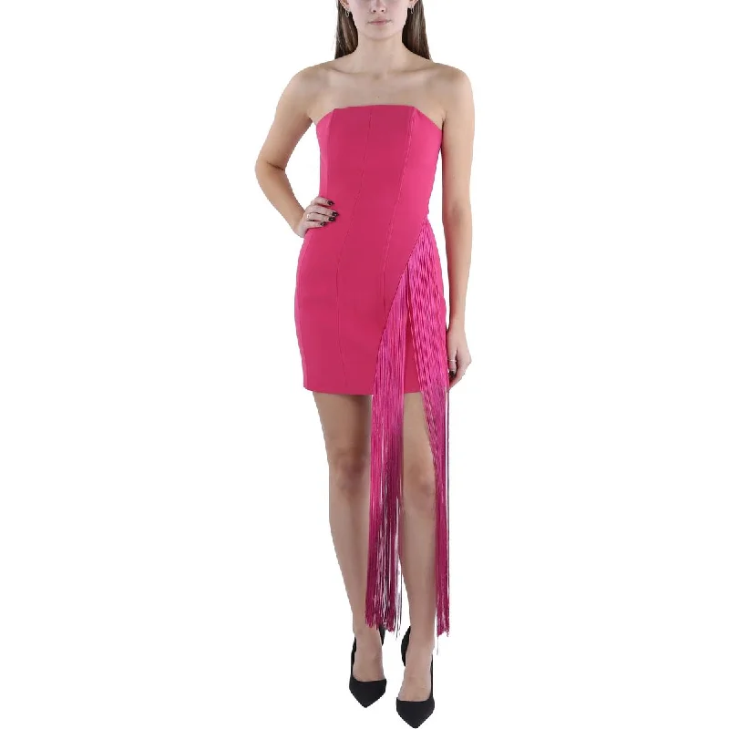Hurry In Capri Womens Strapless Fringe Cocktail And Party Dress