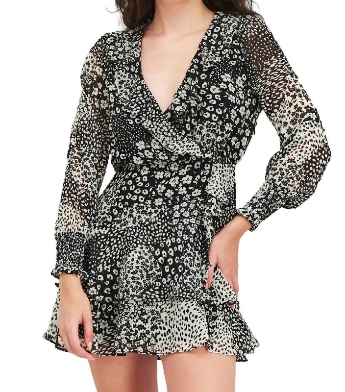 Buy More, Save More Tiger Queen Tiered Mini Dress In Black