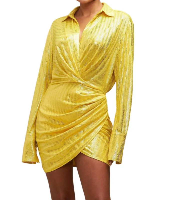 Daily Specials Discoteca Shirt Dress In Yellow