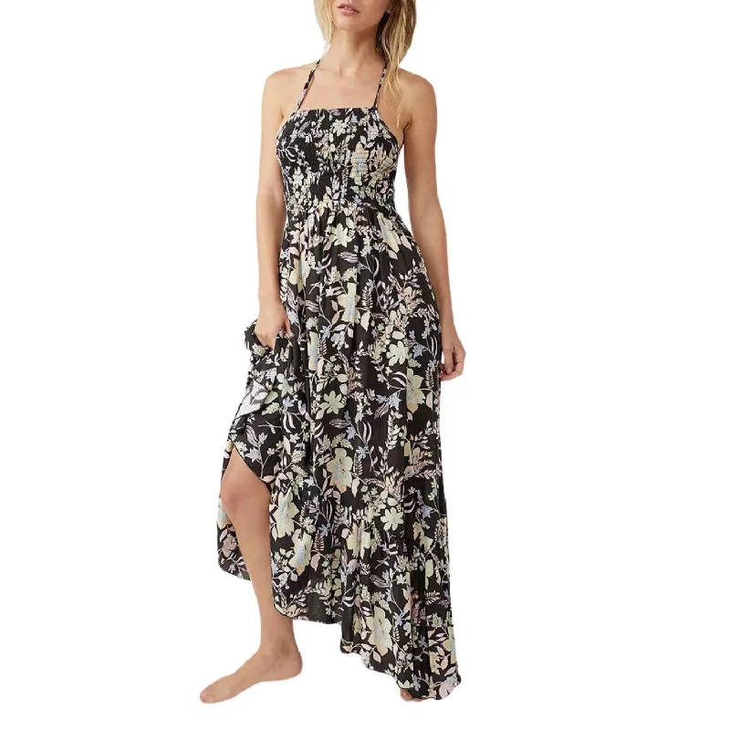 Special Promotion Heat Wave Printed Maxi Dress In Midnight Combo