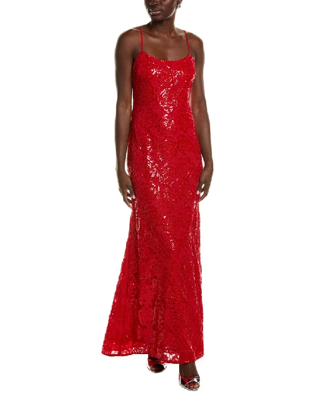 Weekend Special ML Monique Lhuillier Ila Sequin Lace Maxi Dress