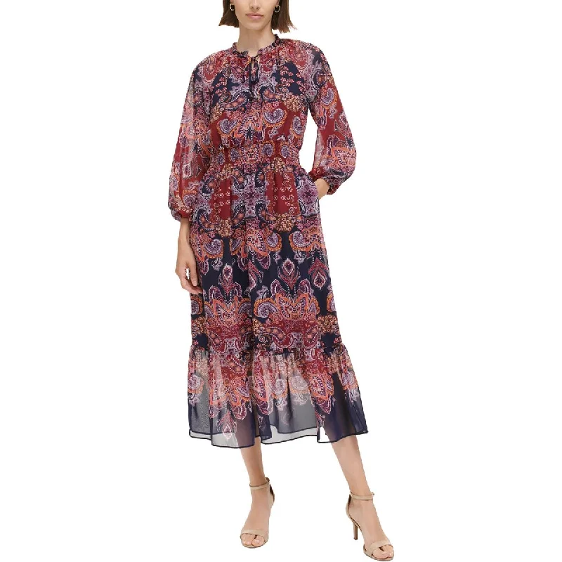 Final Markdown Womens Floral Smocked Midi Dress
