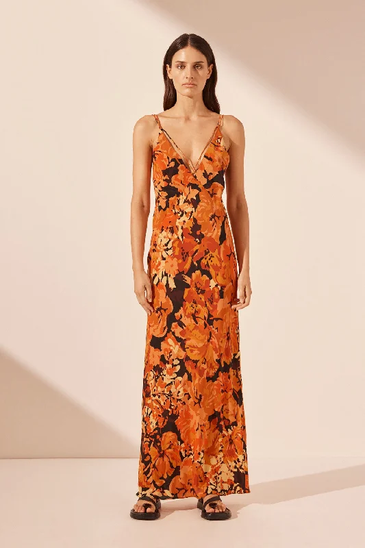 Today’s Deal SANTOS SILK CROSS STRAP MAXI DRESS