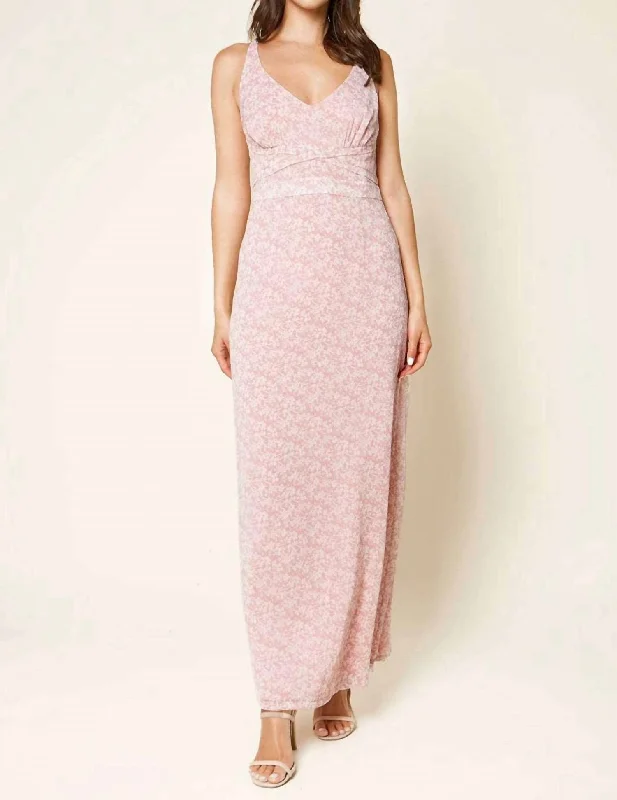 Hurry In Frankie Floral Maxi Dress In Pink