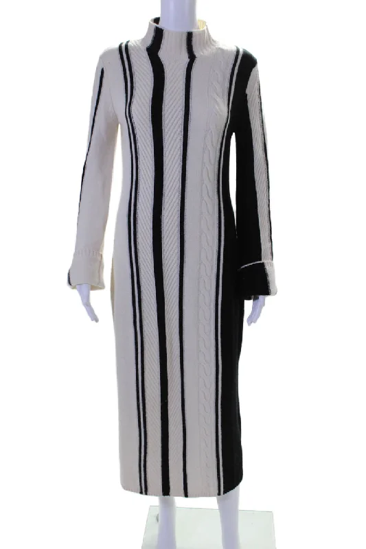 Low Prices Loulou Studio Womens Wool Turtle Neck Long Braid Knit Sweater Dress White