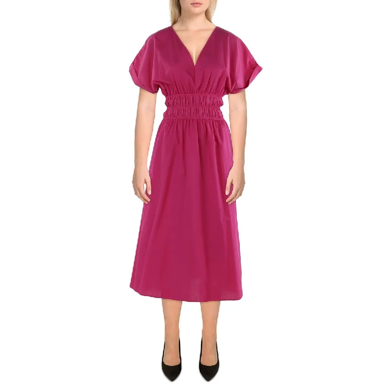 Limited Time Offer Womens Midi V-Neck Fit & Flare Dress