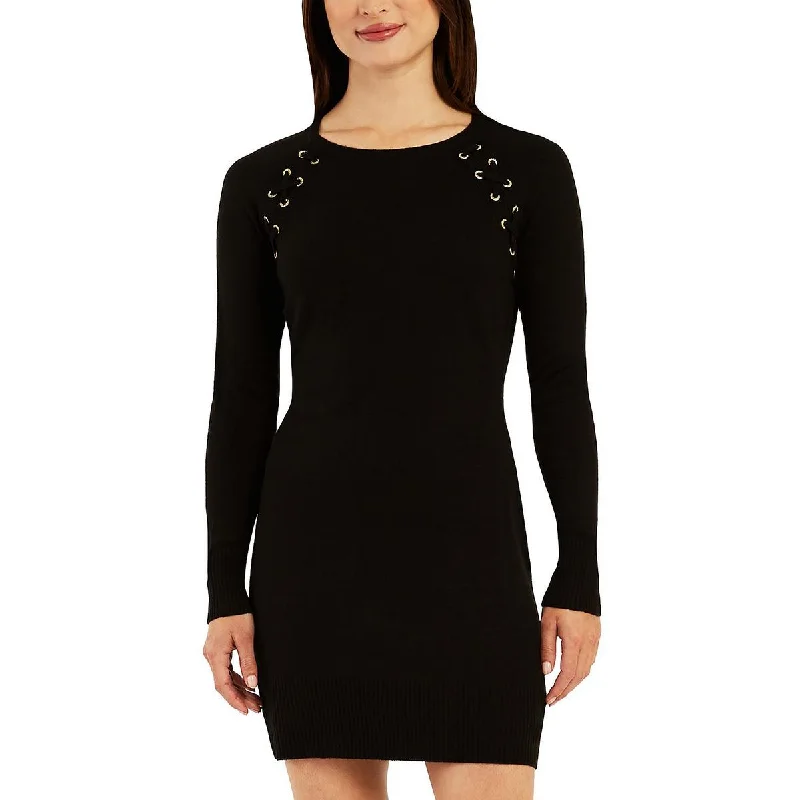 New Deals Juniors Womens Grommet Mini Sweaterdress