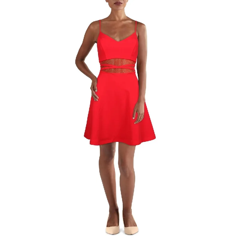 Super Bargain Juniors Womens Mesh Inset Mini Fit & Flare Dress