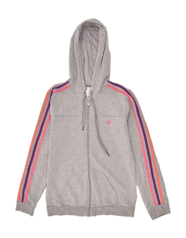 Discount Deals ADIDAS Womens Zip Hoodie Sweater UK 8/10 Small Grey Cotton