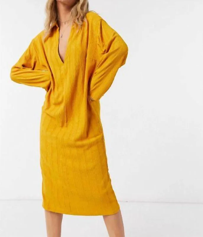 Deal Alert Aster Collar Tee Dress In Marigold