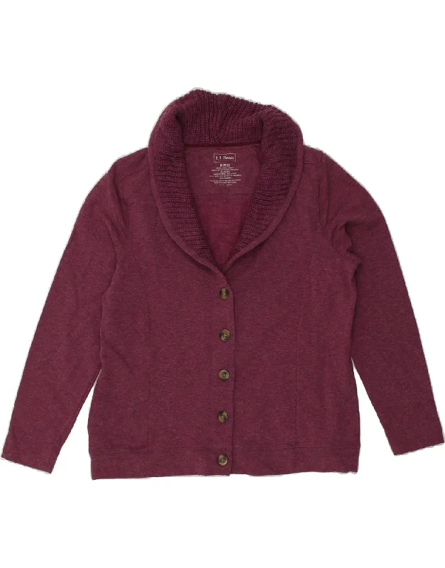 Today’s Deal L.L.BEAN Womens Cardigan Sweater UK 14 Medium Burgundy Cotton
