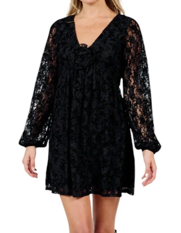 Early Access At Dusk Mini Dress In Black