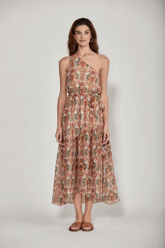 Best Deals Molly Bracken One Shoulder Paisley Maxi Dress