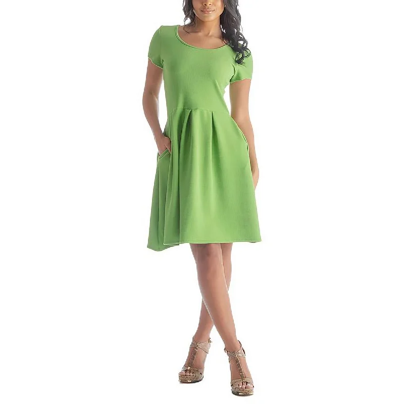 Fantastic Offers Plus Womens Textured Pleated Fit & Flare Dress