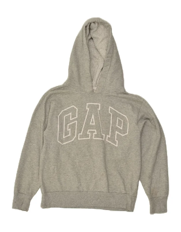 Best Bargains GAP Womens Graphic Hoodie Jumper UK 10 Small Grey Cotton