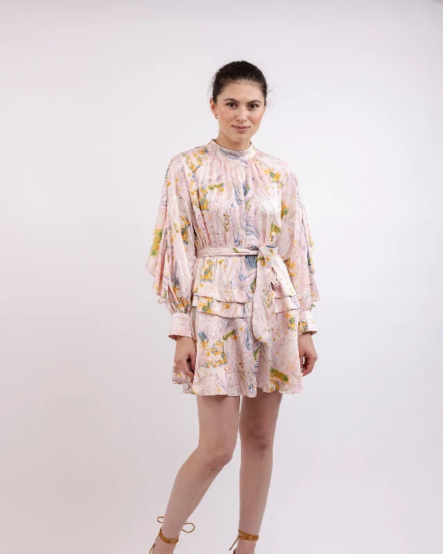 Special Discount "Kiara" Cotton Blend Floral Knee-length Dress | Pink