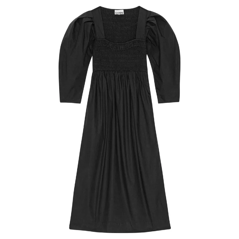 Deal Dash Cotton Poplin Open-Neck Smock Dress