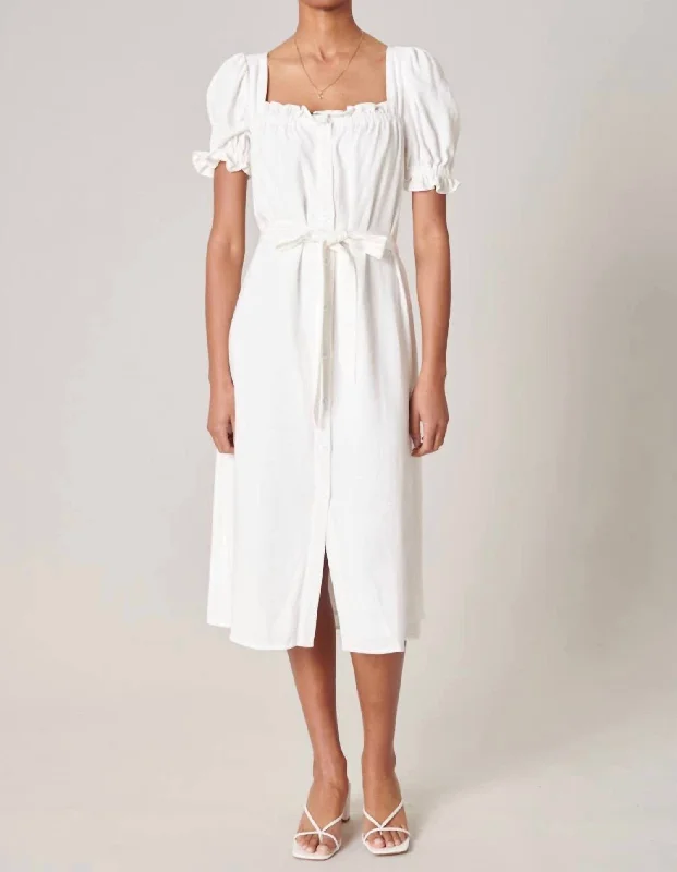 Big Savings Hamptons Linen Dress In White