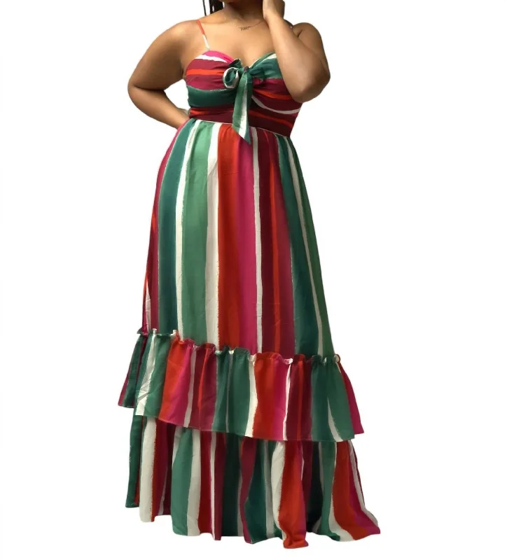 Online Exclusive Sleeveless Maxi Dress In Pink & Green Multi
