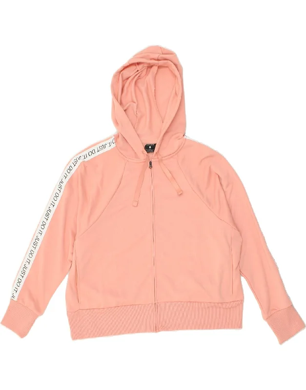 Price Meltdown NIKE Womens Dri Fit Graphic Zip Hoodie Sweater UK 16 Large Pink Polyester