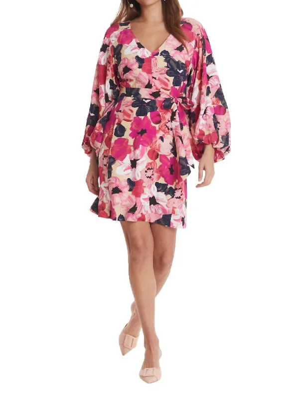 Stock Clearance Val Silk Dress In Watercolor Floral
