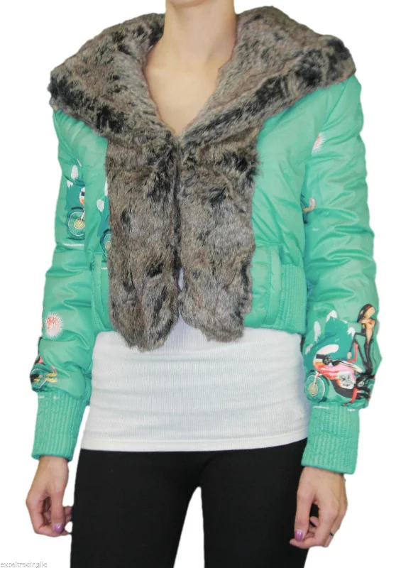 Bargain Prices CUSTO BARCELONA Womens Cold Highway Teal Cropped Jacket 592466 $454 NWT